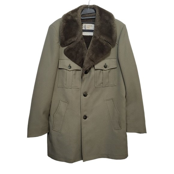 Longdon Fog Other - Vintage LONDON FOG Trench Car Coat Mens Mid Century Faux Fur Lined Overcoat